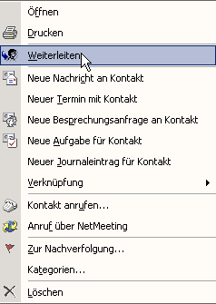 Outlook Kontakte per Email versenden